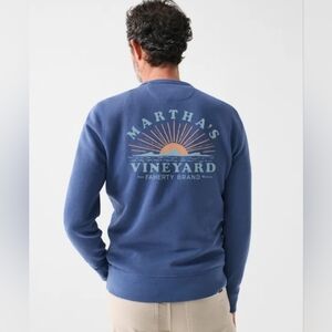 Faherty Martha’s Vineyard Terry Graphic Blue Crewneck Sweatshirt XL NWT – Read